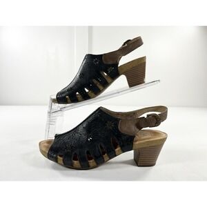 Josef Seibel Sunny 02 Leather Slingback Comfort Sandal Black Women's 38 US 7-7.5